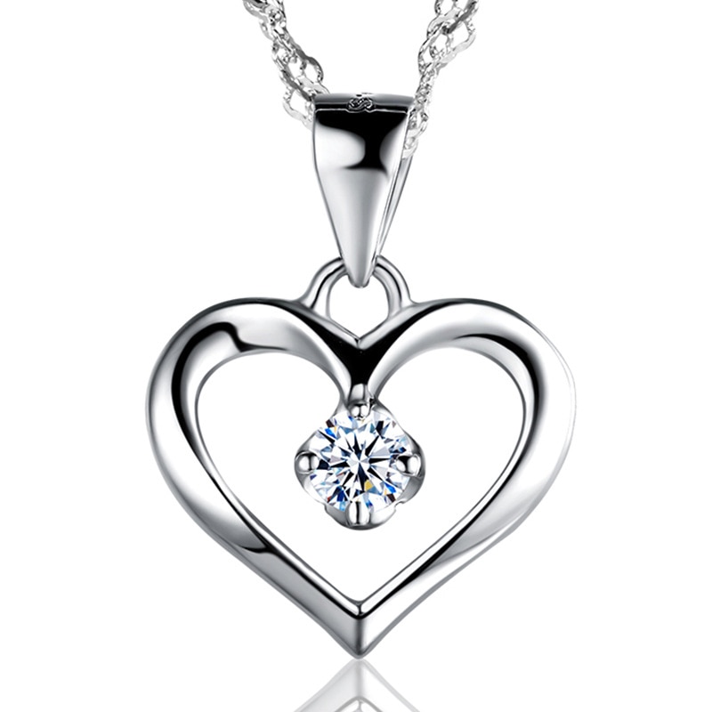 Elegant Heart Shaped Silver Necklace