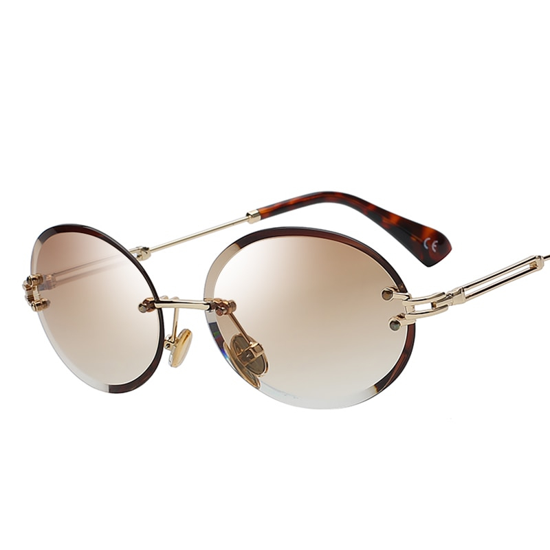 Retro Oval Frameless Sunglasses